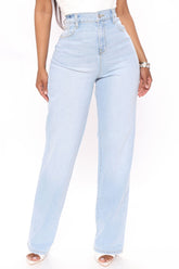 Boy Don't Try It Straight Leg Jeans - Light Blue Wash Ins Street